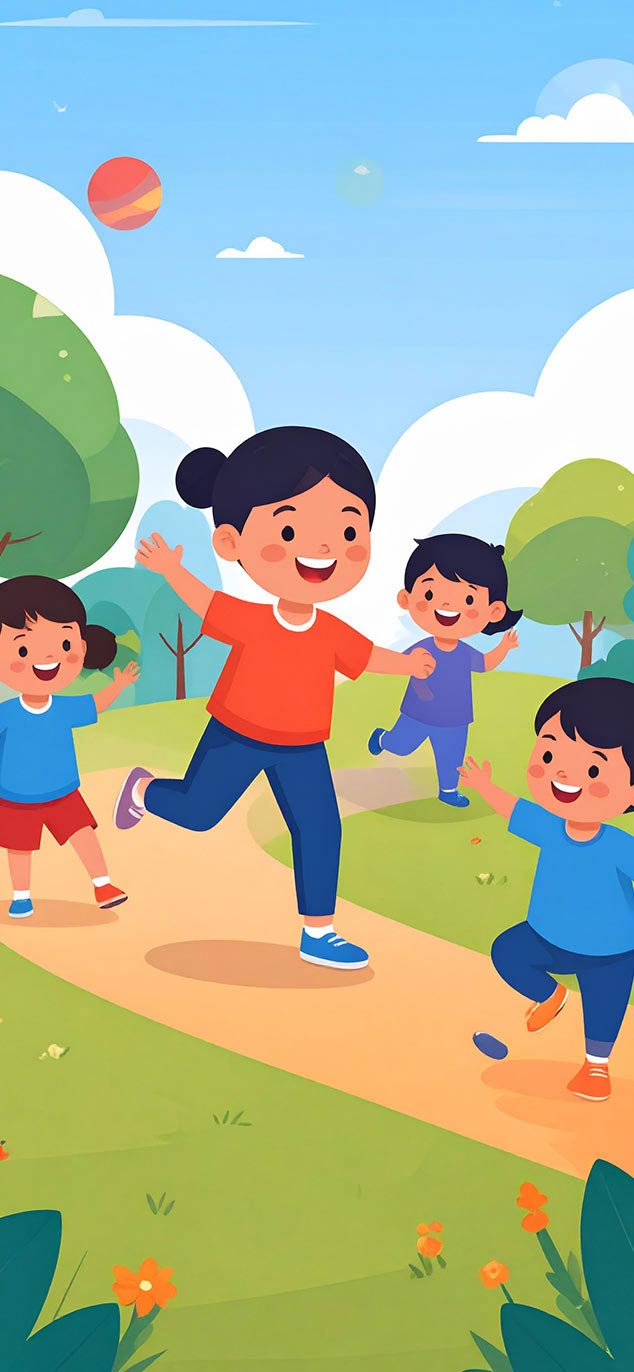 Kleuters die met een bal spelen